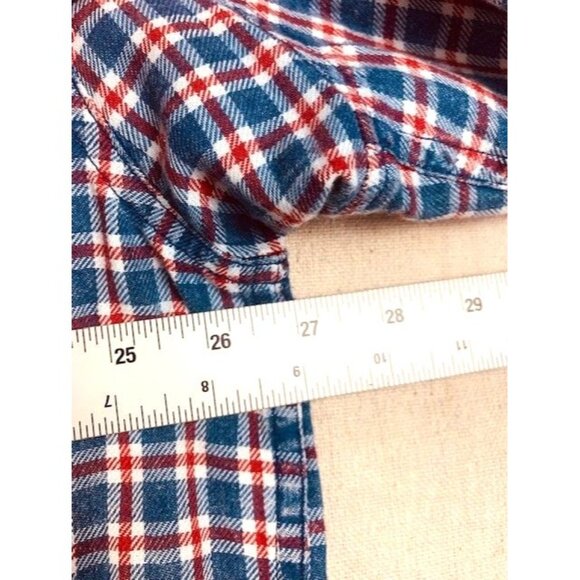 Duluth Trading Co Men's XL Tall Red & Blue Plaid Short Sleeve Button-Up Shirt - Picture 9 of 9